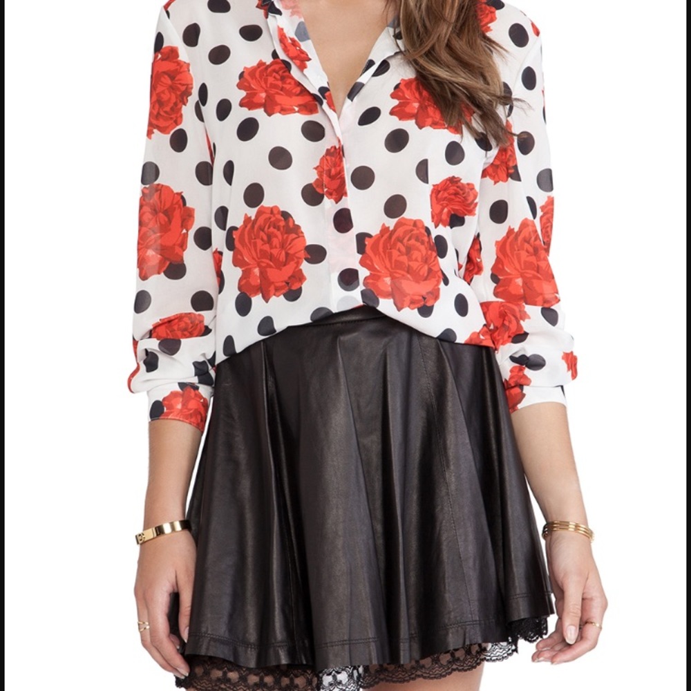 ❣️MINKPINK sheer polka dot and rose top S❣️